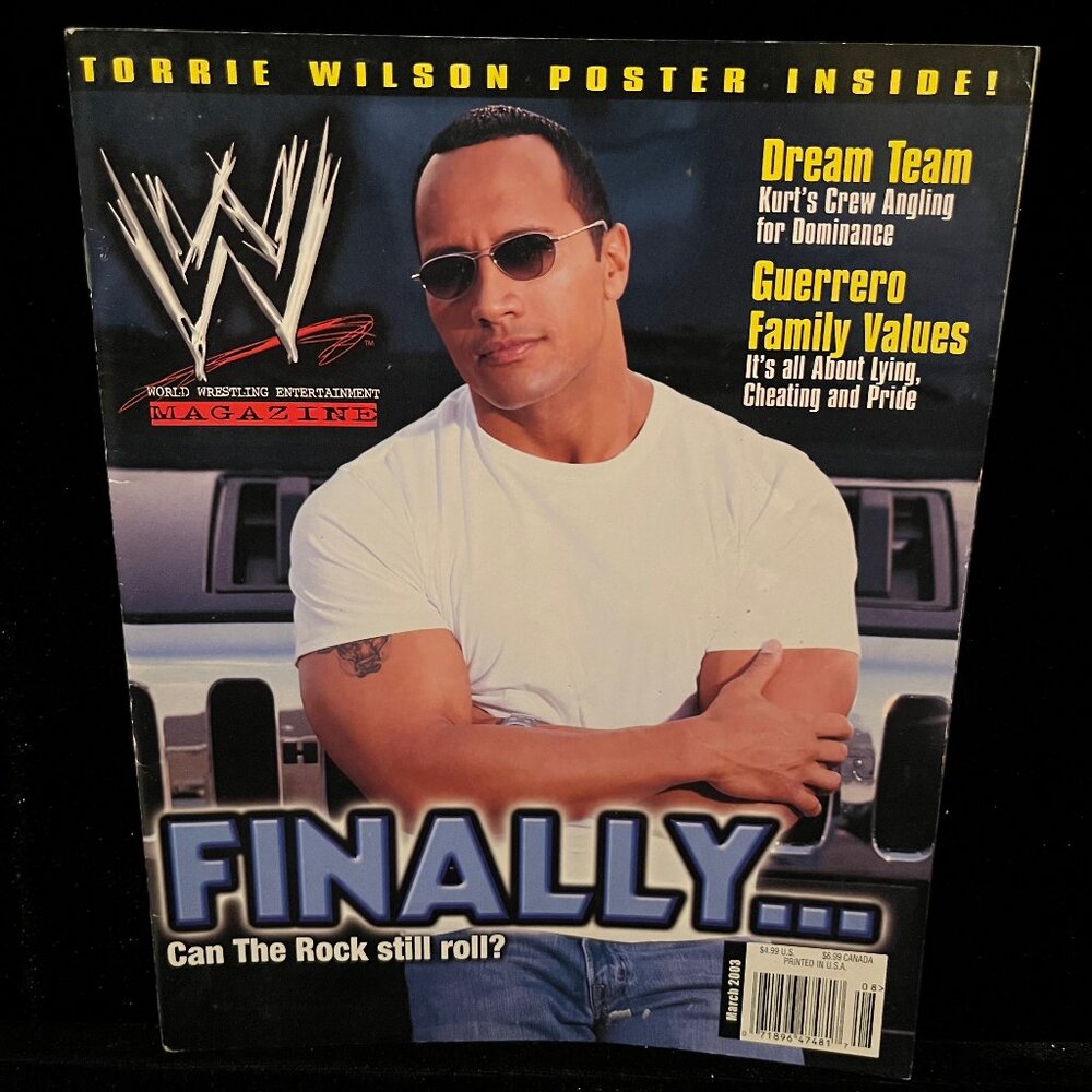 WWE Magazine March 2003 The Rock, Torrie Wilson Poster, Eddie Guerrero